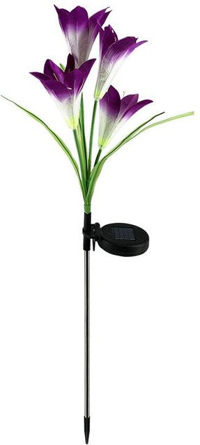 Solar Lily Bodenleuchte von yuyongzhi in Violett, wasserdichte Solar-Gartenleuchten in Blumenform - Bild 1