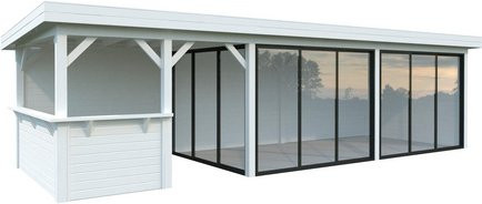 PALMAKO Pavillon Lenna aus Fichtenholz in Weiss mit Pultdach B/T/H: 916 x 340 x 245 cm - Bild 1
