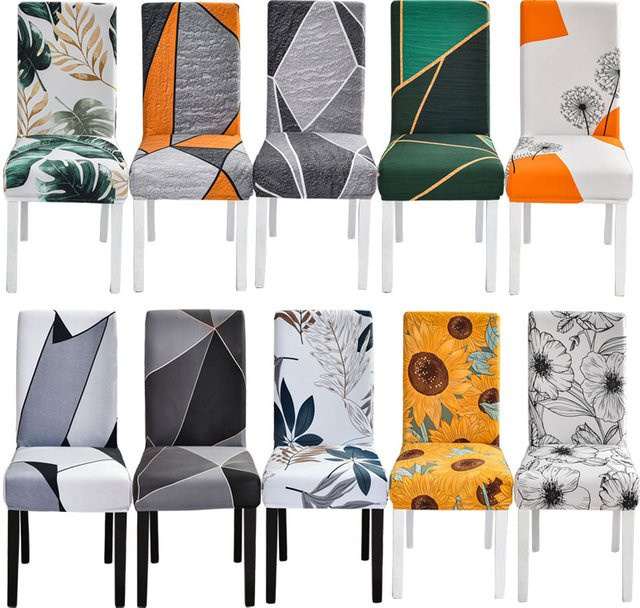 S-EMIGA Stretch Stuhlbezug mit Blumenmuster für Esszimmer und Büro, elastischer Sesselbezug in Multicolour - Bild 1
