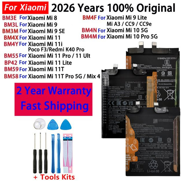 Original Ersatzakku für Xiaomi Mi 8 9 10 11 11i 11T Ultra SE 5G Modelle BM55 BM58 BM59 BM3L BM3M BM4F BM4N BM4X BM4Y BP42 in Schwarz - Bild 1