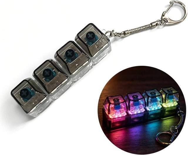 Leuchtender Tastatur Schlüsselanhänger Kristall Klicker Fidget Spielzeug, schwarz - Bild 1