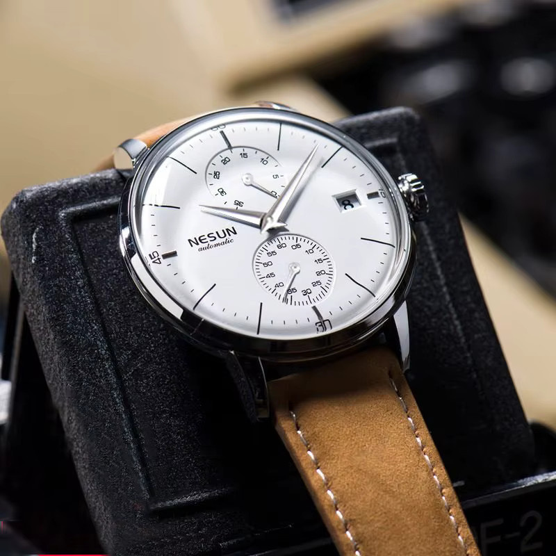 NESUN Armbanduhr Automatik, Edelstahl, Lederband, Saphirglas, Herren - Bild 4