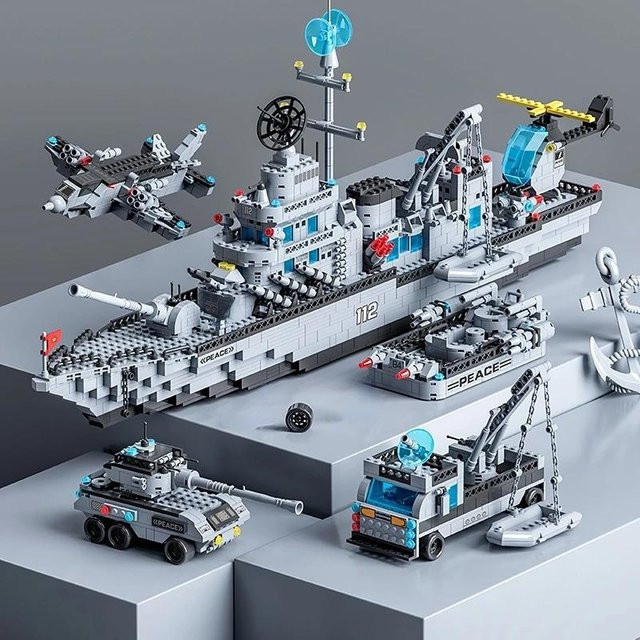 Militär-Marineschiff-Bausätze, Kriegs-Armee-Boot-Flugzeug-Modell, Bausteine, ab 6 Jahren - Bild 1