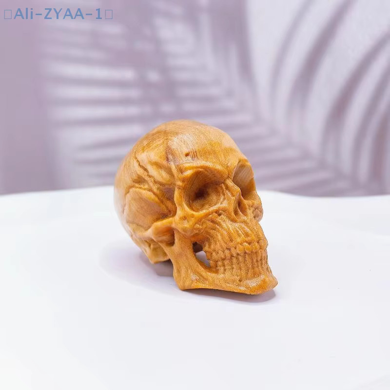 JETTING Totenkopf-Dekoration aus natürlichem Zypressenholz für Halloween und Party-Dekoration - Bild 3