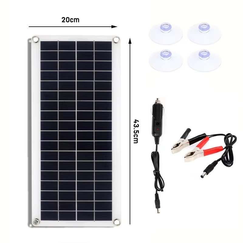 ZRGAE Solarpanel-Ladegerät 50 W, 12 V, monokristalline Solarzelle mit USB-Stromversorgung, Schwarz, tragbares Ladegerät für Camping, Auto und Outdoor - Bild 4