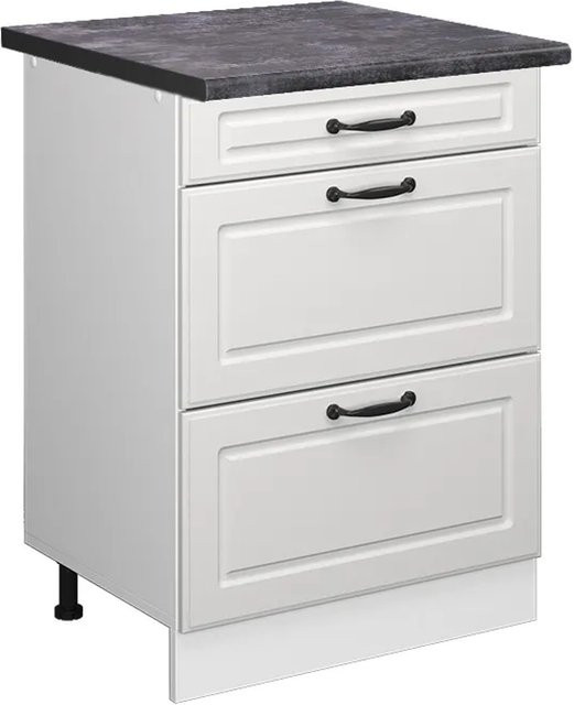 Vicco Küchenunterschrank R-Line Landhaus Weiß mit Schubladen in Anthrazit Breite: 60 cm, Höhe: 81,6 cm, Tiefe: 31,73 cm - Bild 1