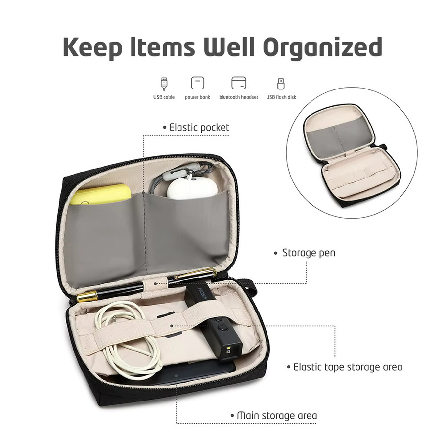 ValueWin Tragbare Hartschale Elektronik Organizer Tasche in Schwarz für Powerbank und Zubehör - Bild 2