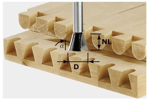 Festool Grat- und Zinkenfräser mit 8 mm Schaftdurchmesser, Arbeitslänge: 13,50 mm, Durchmesser: 13,80 mm, Farbe: Silber - Bild 1