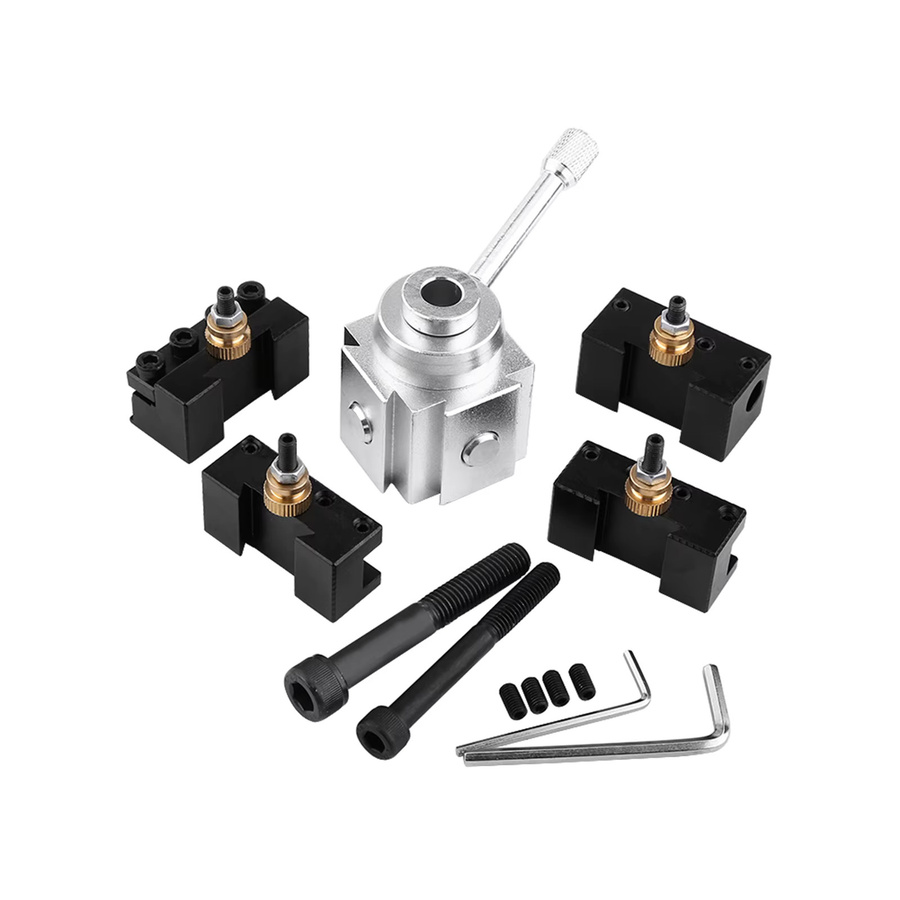 KKMOON Schnellwechsel Werkzeugpfostenhalter Set aus Aluminiumlegierung in Silber für Mini-Drehmaschinen - Bild 2