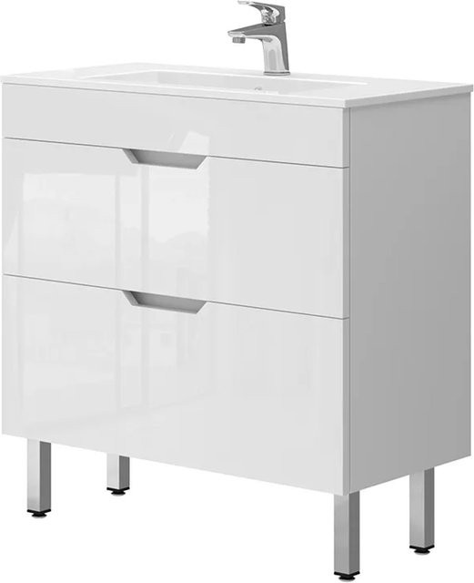 Vicco Badmöbel-Set Clayton Waschbecken mit Unterschrank in Weiß Hochglanz, Breite: 80 cm - Bild 2