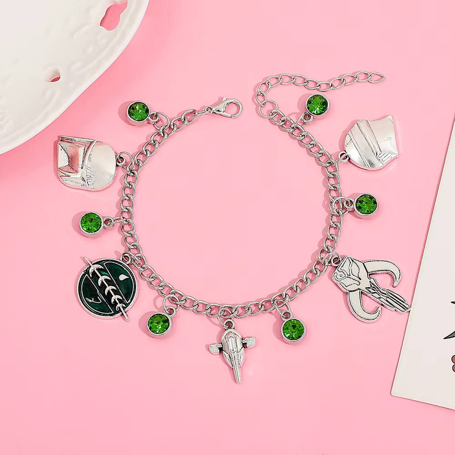 Star Wars Charm-Armband, Silberbeschichtet, Mythosaur-Schädelhelm, Razor Crest, Kristall, Damen - Bild 2