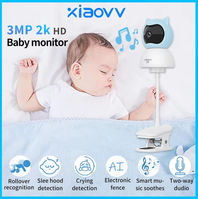 Xiaovv Smart WiFi Babyphone mit 4MP Auflösung, KI-Erkennung, Schreialarm, Zwei-Wege-Audio und Nachtsicht - Bild 1