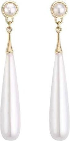 Ohrstecker Perle, Messing, beige, Damen - Bild 1