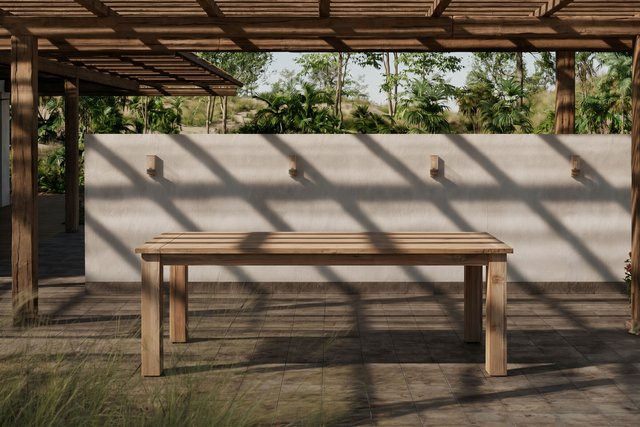 OUTFLEXX Esstisch aus recyceltem Teakholz in Braun, B/T/H: 160 x 90 x 77 cm - Bild 1