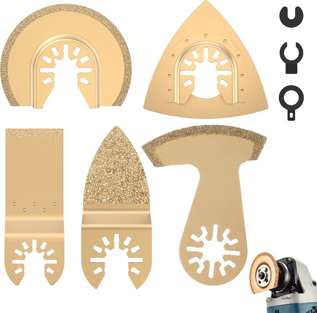 Toorise Multitool Set mit 8 Hartmetall-Sägeblättern für oszillierende Sägen zum Schneiden und Entfernen von Keramik, Fliesen und Mörtel - Bild 1