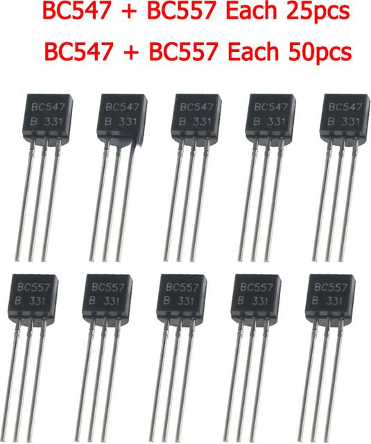 YTDMEN Transistoren Set BC547 und BC557 Kit in Schwarz, 50/100 Stück NPN PNP TO-92 für DIY Elektronik - Bild 1