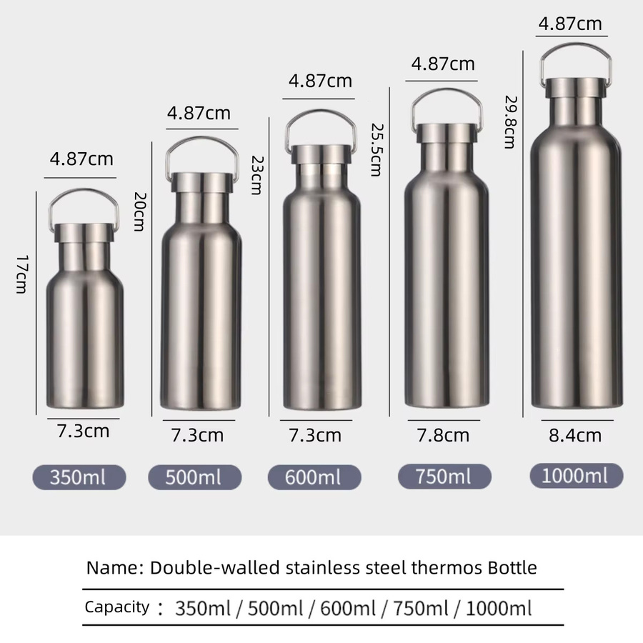 Leno Edelstahl-Thermos-Wasserflasche in Silber, auslaufsicher und doppelwandig, 350 ml - Bild 3