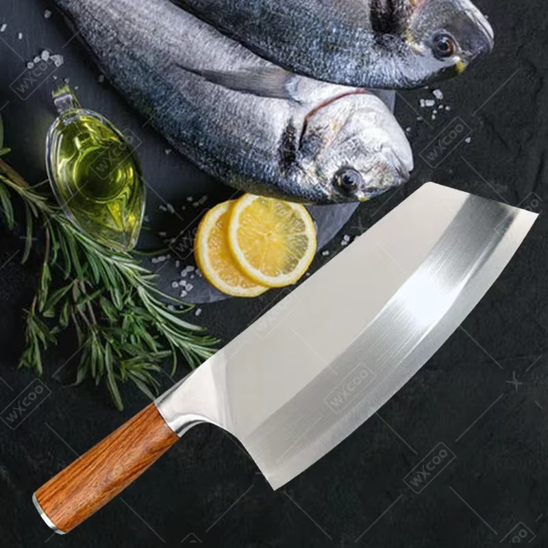 WXCOO Mehrzweck-Kochmesser aus Edelstahl in Silber mit Holzgriff als Fleischbeil und Ausbeinmesser - Bild 5