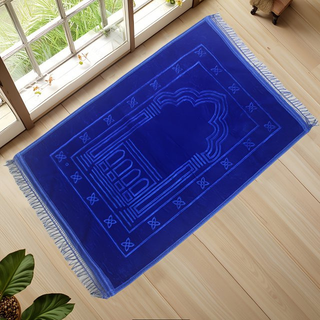 VIKAMA Gebetsteppich für Frauen im orientalischen Design, Farbe: Blau - Bild 1