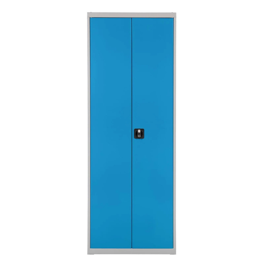 PROREGAL Flügeltürenschrank Owl mit 12 Fachböden und 58 Sichtlagerkästen, Farbe Lichtgrau/Lichtblau, H x B x T: 195 x 71 x 30 cm - Bild 2