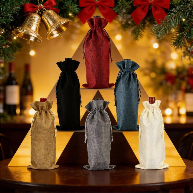 Mehrfarbige Weinbeutel aus Jute für Weihnachten, Hochzeiten und Geburtstage - Bild 1