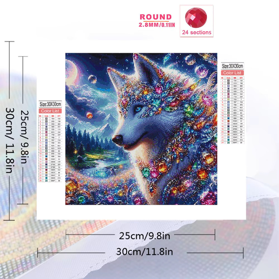 EverShine 5D DIY Diamantmosaik Set Fuchs und Wolf als Kreuzstich Stickerei für Wanddeko, Mehrfarbig, Rund - Bild 2