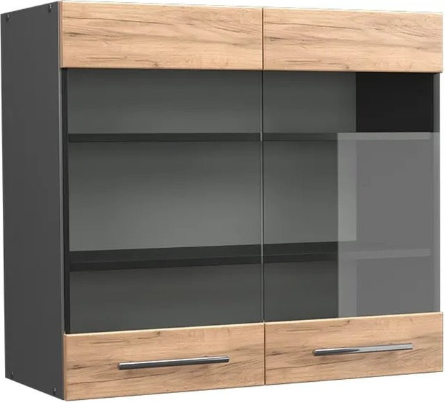 Vicco Küchen-Hängeschrank Fame-Line mit Glasschrank und Softclose-Scharnieren, Anthrazit Eiche, Breite: 80 cm - Bild 2