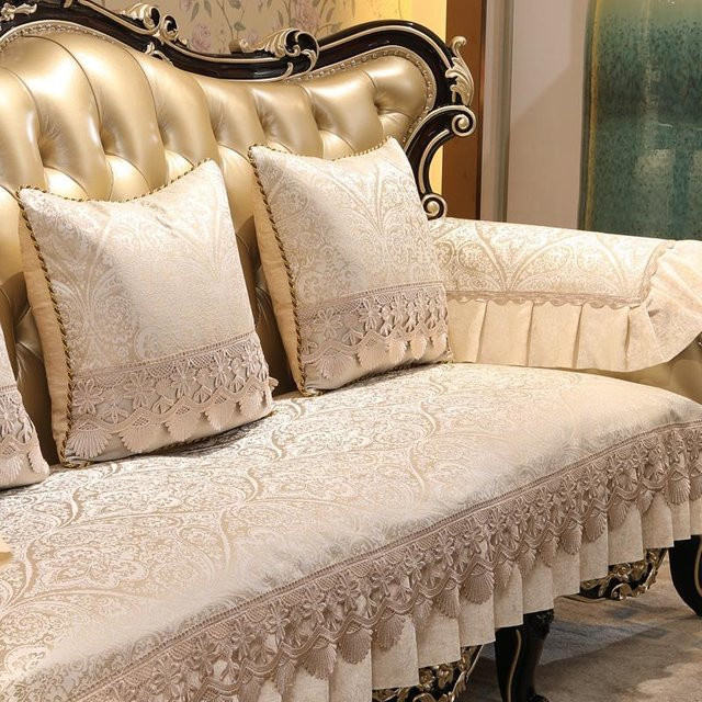 Yiran Furniture Retro Sofabezug mit Jacquard-Design in Beige, B/H: 50 x 60 cm - Bild 1