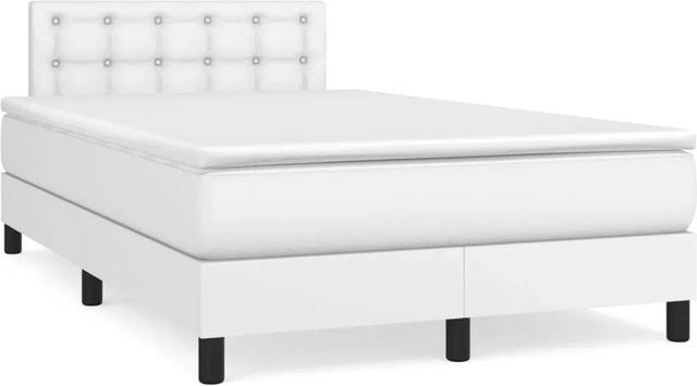 vidaXL Boxspringbett Hybrid mit Matratze und Taschenfederkern in Weiß, B/T: 120 x 200 cm - Bild 1