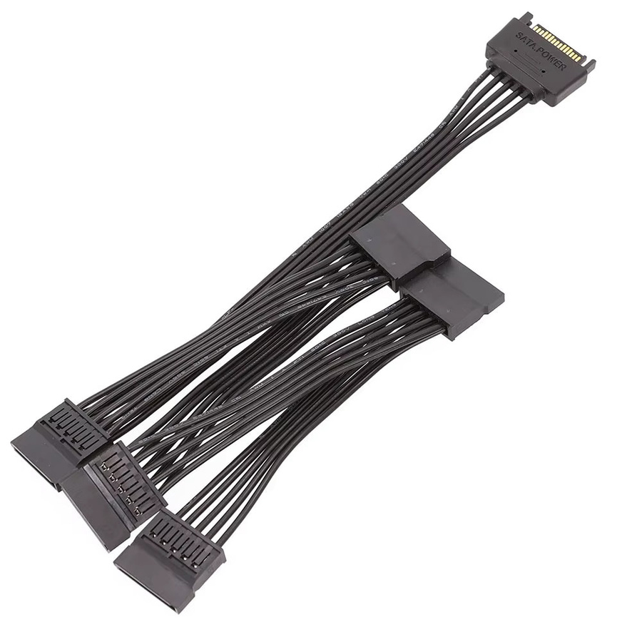 BOHCHONG SATA 15Pin Flaches Netzteil Stromkabel Erweiterung für PC Hardware, Schwarz - Bild 2