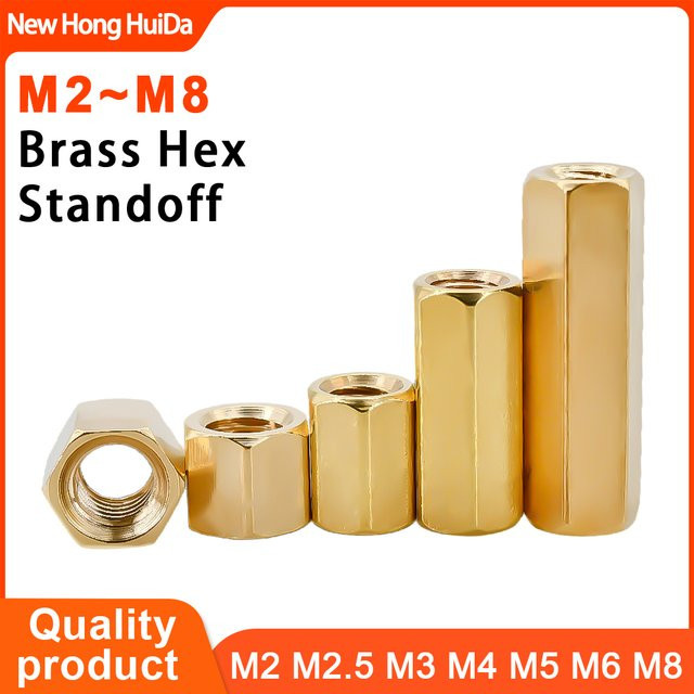 NEWHONGHUIDA Messing Abstandshalter Hex Motherboard Standoff Distanzbolzen in Gold und Messing für M2 M2.5 M3 M4 M5 M6 M8 - Bild 1