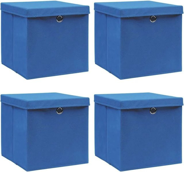 vidaXL Aufbewahrungsboxen mit Deckel aus Stoff, 4er Set, Blau, B/T/H: 32 x 32 x 32 cm - Bild 1