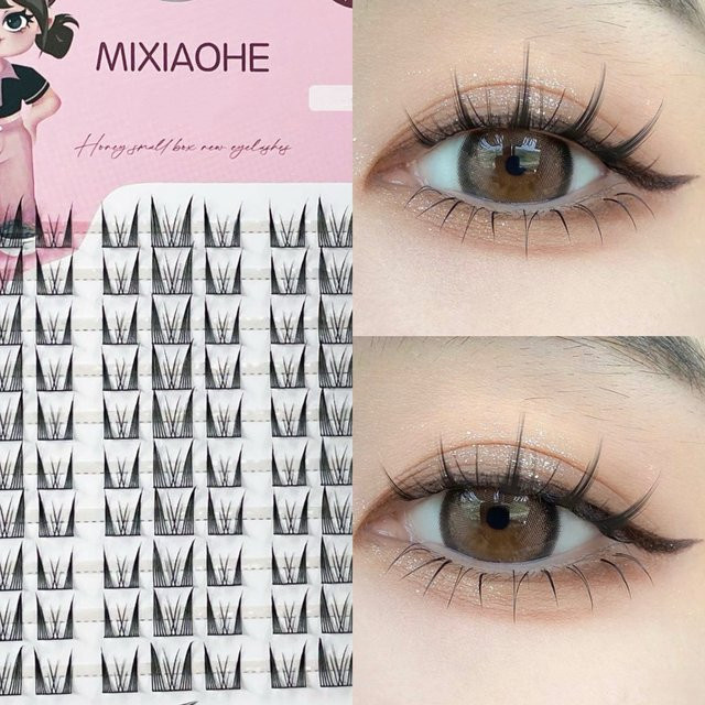 Mixiaohe Elf Manga Wimpern, 90 Cluster, Segmentiert, Natürlich, 02 - Bild 1