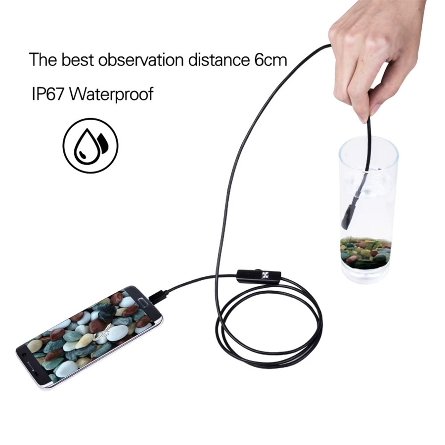 Clodrain 3in1 Android Endoskop Kamera mit Micro USB und USB Typ C, 5,5 mm Mini Kamera mit LED und Wasserdichtigkeit in Schwarz für Auto Inspektion und PC - Bild 3