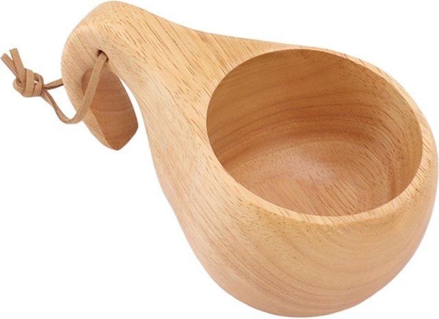 mfySpace Holz Campingbecher im nordischen Stil, handpolierter Trinkbecher aus Massivholz mit Henkel, braun - Bild 1