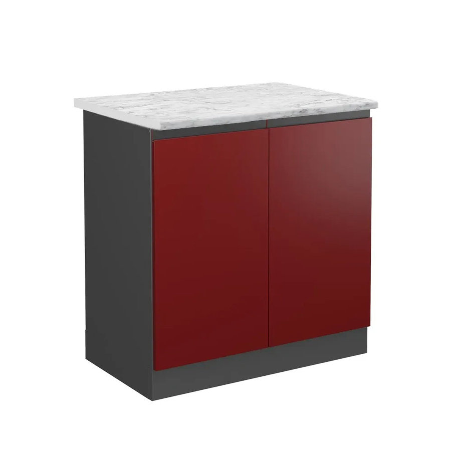 Vicco Spülenunterschrank R-Line Küchenunterschrank in Rot und Anthrazit mit Marmor-Optik, B/T/H: 81,6 x 46,0 x 80,0 cm - Bild 2