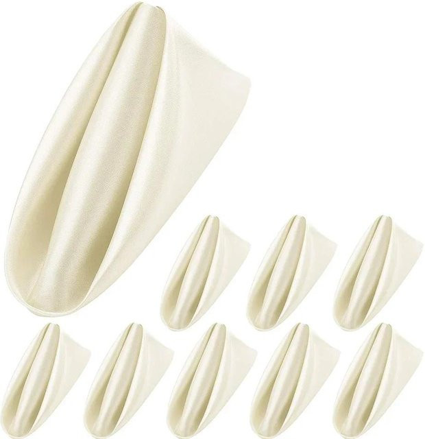 12er Set Satin Servietten aus Polyester von WW Clothing in Weiß, B/B: 30 x 30 cm, ideal für Hochzeiten, Partys und Tischdekorationen - Bild 1