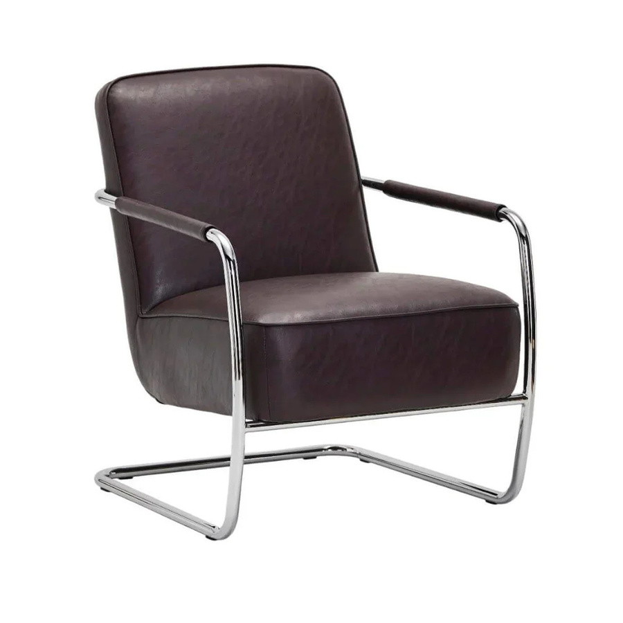 House Doctor Loungesessel Comma in Braun mit Kunstleder und Metallgestell, B/T/H: 67 x 82 x 77 cm - Bild 1