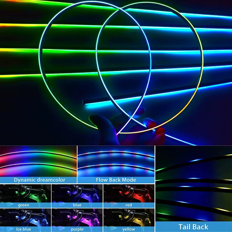 FILIPLI LED Auto-Umgebungsbeleuchtung mit App- und Bluetooth-Steuerung, RGB Neon Flex Lichtstreifen in Multicolour für dekorative Atmosphäre im Fahrzeug - Bild 2