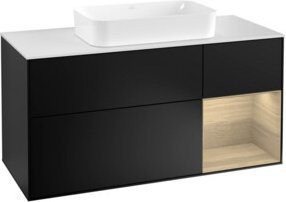 V&B Waschtischunterschrank Finion mit Wandbeleuchtung, Schwarz lackiert, Breite: 120 cm, Tiefe: 50,1 cm, Höhe: 50,1 cm - Bild 1