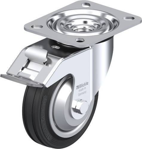 Blickle Lenkrolle L-V 100R-FI-FA mit Feststeller in Schwarz und Silber, Rad-Durchmesser: 100 mm, Tragfähigkeit: 70 kg - Bild 1