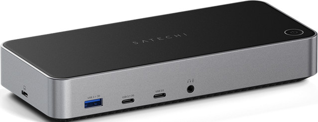 Satechi USB-C Triple 4K Display Dockingstation in Schwarz und Silber mit HDMI, DisplayPort, Ethernet und USB-Anschlüssen (ST-D4KTM-EU) - Bild 1