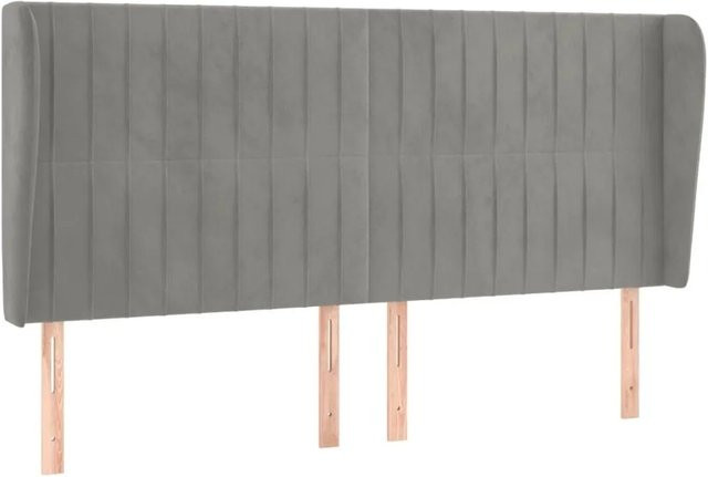 vidaXL Kopfteil mit Ohren in Hellgrau aus Samt, B/T/H: 163 x 23 x 118 cm - Bild 1