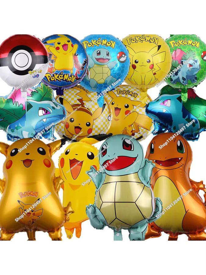 Pokemon Geburtstag Party Dekorationsset mit Aluminium-Ballons von Bandai in Multicolor mit Pikachu, Squirtle und Bulbasaur - Bild 3