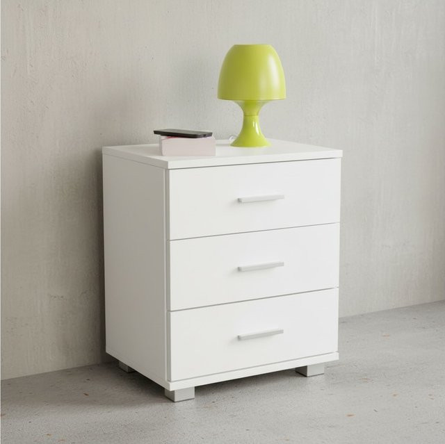 KADIMA DESIGN Nachtkonsole ANAPO Modern in Schwarz/Silber mit 4 Standfüßen, B: 54,0 cm, T: 34,0 cm, H: 45,0 cm - Bild 1