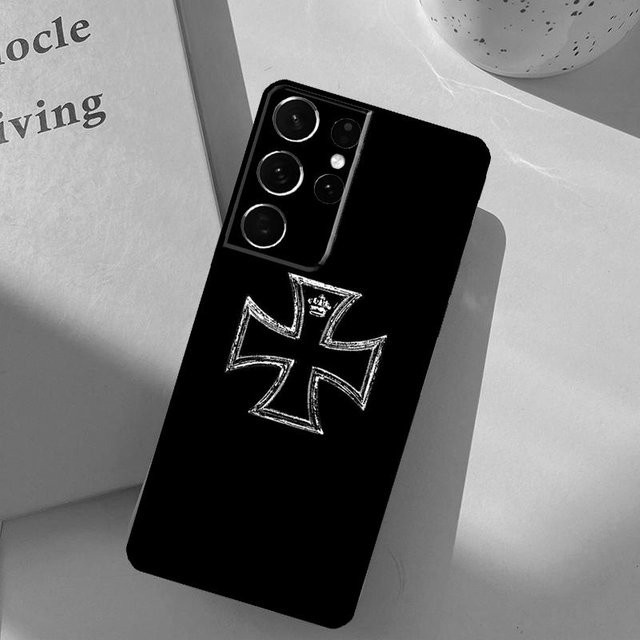 Handyhülle Deutsches 1870 Gott mit Uns Eisernes Kreuz für Samsung Galaxy S24 S25 S23 S22 S21 S20 Ultra FE und S10 Plus in Schwarz - Bild 1