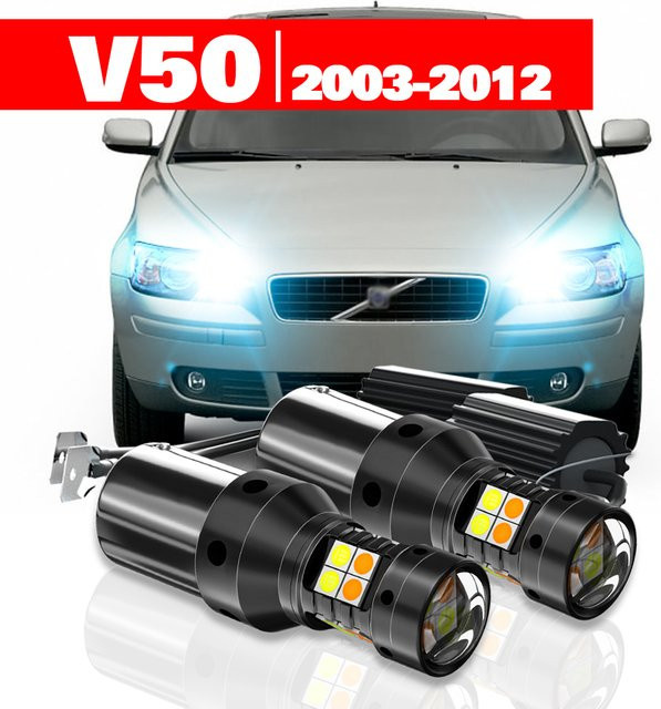 LECIBUBI LED Dual Modus Blinker und Tagfahrlicht DRL Set für Volvo V50 2003-2012, 2 Stück, Schwarz - Bild 1