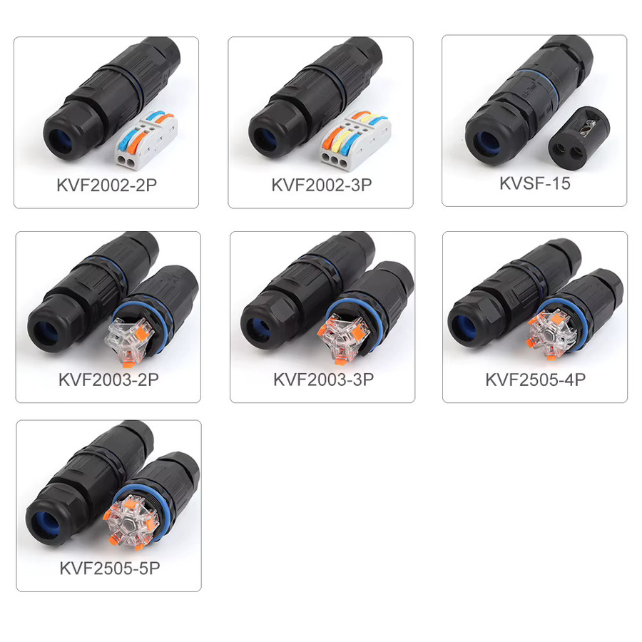 DIY GO KVF/KVSF-15 IP68 Wasserdichter Schnell-Draht-Kabelstecker Adapter in Schwarz für LED-Lichtverbindungen - Bild 3