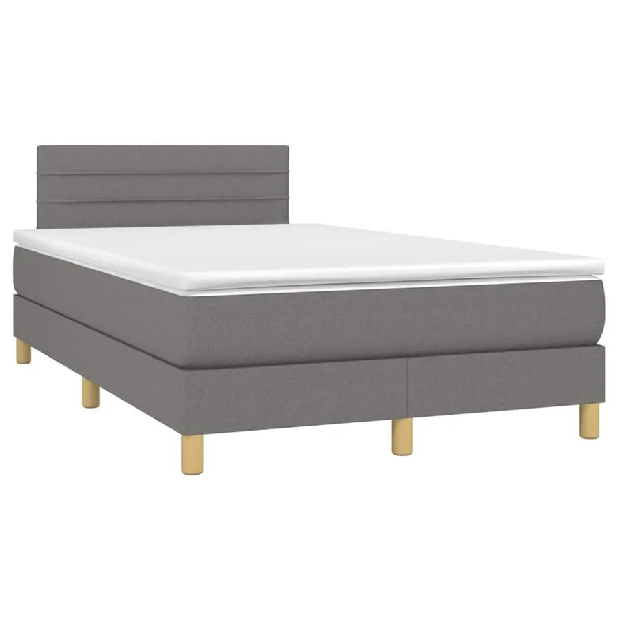 vidaXL Boxspringbett mit Matratze und LED-Unterbettbeleuchtung in Dunkelgrau, Hybrid-Bett mit USB-Ladeanschluss und Taschenfederkern, B/T: 120 x 190 cm - Bild 2