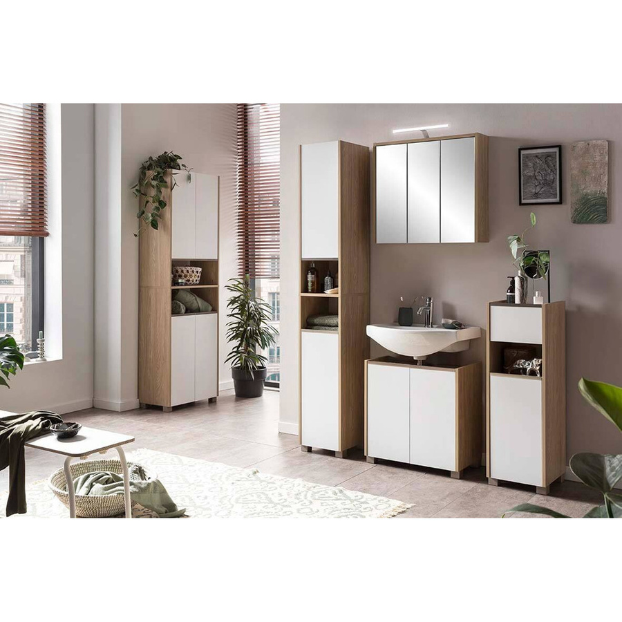 SCHILDMEYER Hochschrank Juba Eiche hell Nachbildung weiß B/T/H: 30,3 x 33,0 x 186,5 cm - Bild 3